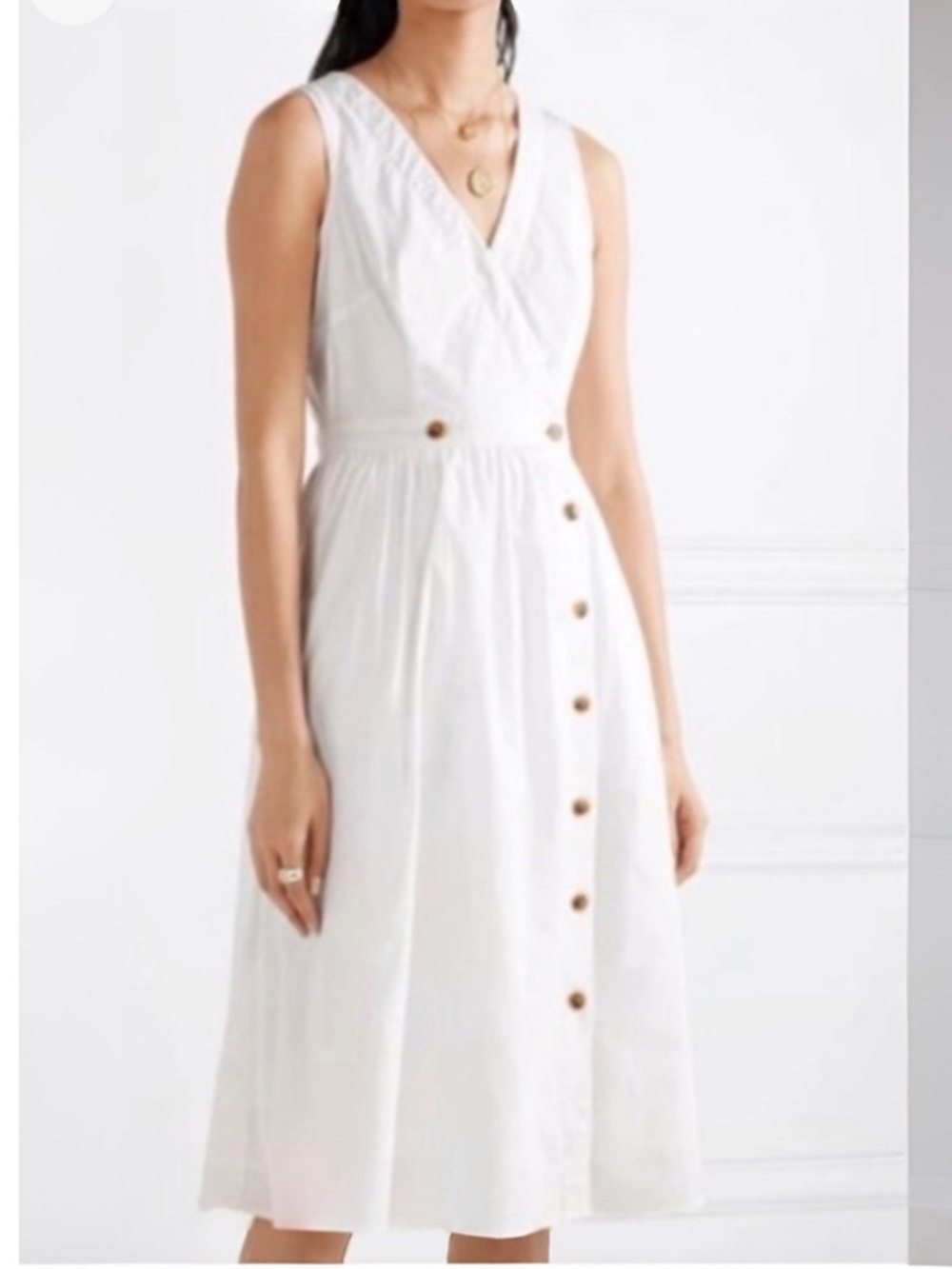 J.Crew White Cotton Poplin Sleeveless Rosina Midi Dress Women's Size 2